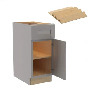 Home Decorators Collection Washington 15 in. W x 24 in. D x 34.5 in. H Veiled Gray Plywood Shaker Assembled Base Kitchen Cabinet Right SP Tray