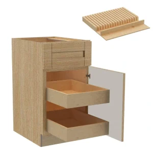 Home Decorators Collection Washington 18 in. W x 24 in. D x 34.5 in. H Assembled Plywood Base Kitchen Cabinet in Oak with Soft Close Door RH T726932975