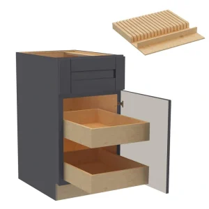 Home Decorators Collection Washington 18 in. W x 24 in. D x 34.5 in. H Assembled Plywood Base Kitchen Cabinet in Onyx with Soft Close Door RH T726933469