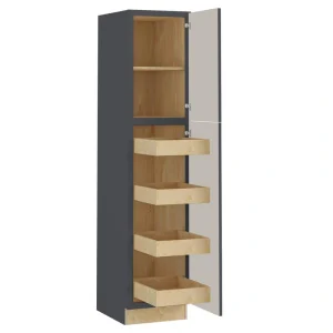 Home Decorators Collection Washington 18 in. W x 24 in. D x 84 in. H Assembled Plywood Pantry Kitchen Cabinet in Onyx with 4ROT Soft Close RH