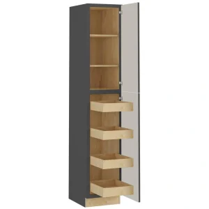 Home Decorators Collection Washington 18 in. W x 24 in. D x 90 in. H Assembled Plywood Pantry Kitchen Cabinet in Onyx with 4ROT Soft Close RH