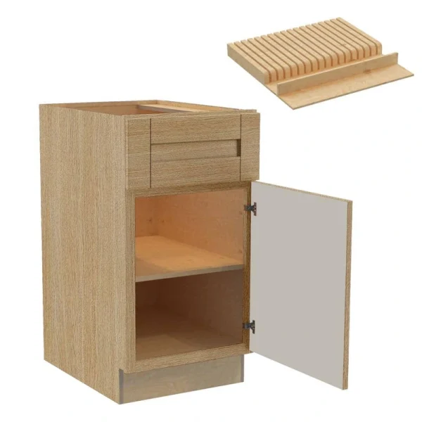 Home Decorators Collection Washington 21 in. W x 24 in. D x 34.5 in. H Assembled Plywood Base Kitchen Cabinet in Oak with Soft Close Door RH T726932629