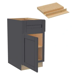 Home Decorators Collection Washington 21 in. W x 24 in. D x 34.5 in. H Assembled Plywood Base Kitchen Cabinet in Onyx with Soft Close Door LH T726932338
