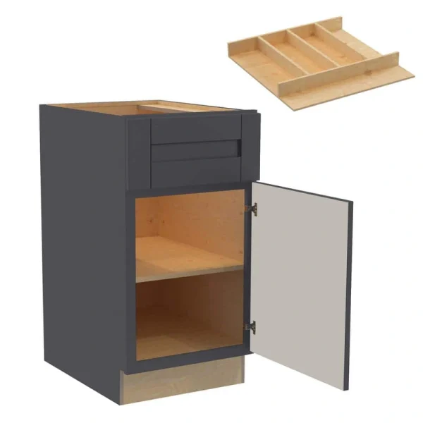 Home Decorators Collection Washington 21 in. W x 24 in. D x 34.5 in. H Assembled Plywood Base Kitchen Cabinet in Onyx with Soft Close Door RH T726932336