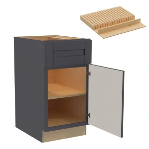 Home Decorators Collection Washington 21 in. W x 24 in. D x 34.5 in. H Assembled Plywood Base Kitchen Cabinet in Onyx with Soft Close Door RH T726932658