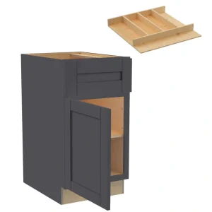 Home Decorators Collection Washington 21 in. W x 24 in. D x 34.5 in. H Assembled Plywood Base Kitchen Cabinet in Onyx with Soft Close Door LH T726932663