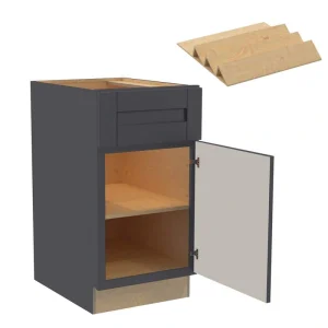 Home Decorators Collection Washington 21 in. W x 24 in. D x 34.5 in. H Assembled Plywood Base Kitchen Cabinet in Onyx with Soft Close Door RH T726932664