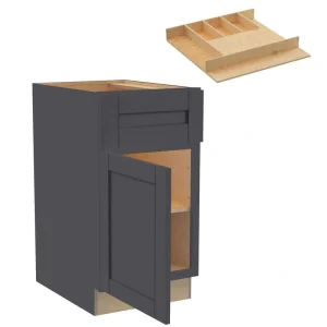 Home Decorators Collection Washington 21 in. W x 24 in. D x 34.5 in. H Assembled Plywood Base Kitchen Cabinet in Onyx with Soft Close Door LH T726932668