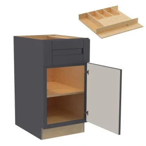 Home Decorators Collection Washington 21 in. W x 24 in. D x 34.5 in. H Assembled Plywood Base Kitchen Cabinet in Onyx with Soft Close Door RH T726932669