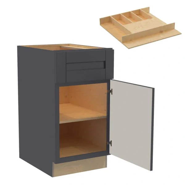 Home Decorators Collection Washington 21 in. W x 24 in. D x 34.5 in. H Assembled Plywood Base Kitchen Cabinet in Onyx with Soft Close Door RH T726932669