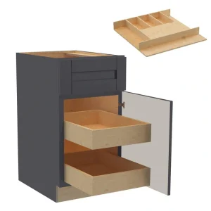 Home Decorators Collection Washington 21 in. W x 24 in. D x 34.5 in. H Assembled Plywood Base Kitchen Cabinet in Onyx with Soft Close Door RH T726932976