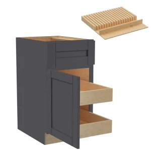Home Decorators Collection Washington 21 in. W x 24 in. D x 34.5 in. H Assembled Plywood Base Kitchen Cabinet in Onyx with Soft Close Door LH T726932979