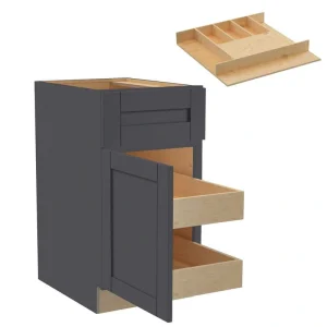 Home Decorators Collection Washington 21 in. W x 24 in. D x 34.5 in. H Assembled Plywood Base Kitchen Cabinet in Onyx with Soft Close Door LH T726932992