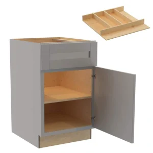Home Decorators Collection Washington 21 in. W x 24 in. D x 34.5 in. H Veiled Gray Plywood Shaker Assembled Base Kitchen Cabinet Right Utility Tray