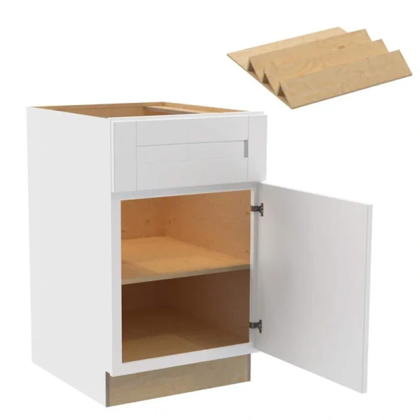 Home Decorators Collection Washington 21 in. W x 24 in. D x 34.5 in. H Vesper White Plywood Shaker Assembled Base Kitchen Cabinet Right SP Tray