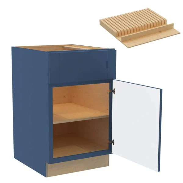 Home Decorators Collection Washington 21 in. W x 24 in. D x 34.5 in. H Vessel Blue Plywood Shaker Assembled Base Kitchen Cabinet Right Knf Block
