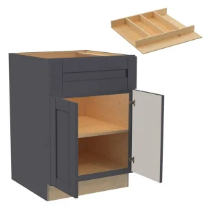 Home Decorators Collection Washington 24 in. W x 24 in. D x 34.5 in. H Assembled Plywood Base Kitchen Cabinet in Onyx with Soft Close Doors T726932631