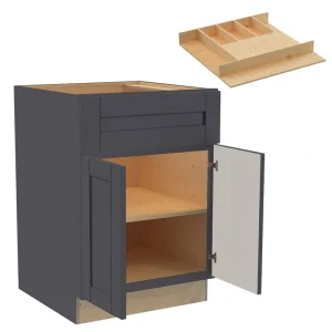 Home Decorators Collection Washington 24 in. W x 24 in. D x 34.5 in. H Assembled Plywood Base Kitchen Cabinet in Onyx with Soft Close Doors T726932636