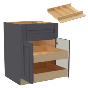 Home Decorators Collection Washington 24 in. W x 24 in. D x 34.5 in. H Assembled Plywood Base Kitchen Cabinet in Onyx with Soft Close Doors T726932985