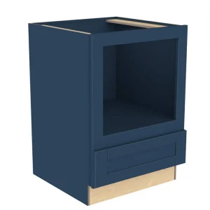 Home Decorators Collection Washington 24 in. W. x 24 in. D x 34.5 in. H in Blue Thermofoil Plywood Assembled Drawer Base Microwave Kitchen Cabinet