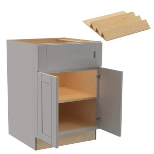Home Decorators Collection Washington 24 in. W x 24 in. D x 34.5 in. H Veiled Gray Plywood Shaker Assembled Base Kitchen Cabinet Spice Tray