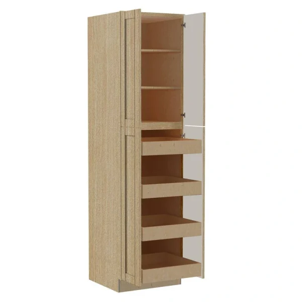 Home Decorators Collection Washington 24 in. W x 24 in. D x 90 in. H Assembled Plywood Pantry Kitchen Cabinet in Oak with Soft Close Doors