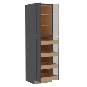 Home Decorators Collection Washington 24 in. W x 24 in. D x 90 in. H Assembled Plywood Pantry Kitchen Cabinet in Onyx with 4ROT Soft Close
