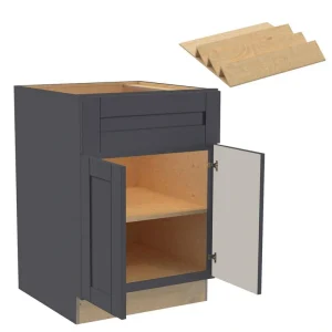 Home Decorators Collection Washington 27 in. W x 24 in. D x 34.5 in. H Assembled Plywood Base Kitchen Cabinet in Onyx with Soft Close Doors T726932614