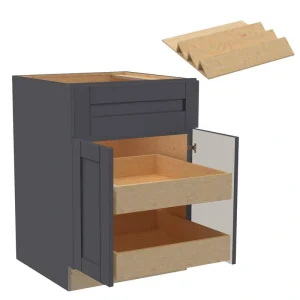 Home Decorators Collection Washington 27 in. W x 24 in. D x 34.5 in. H Assembled Plywood Base Kitchen Cabinet in Onyx with Soft Close Doors T726932993