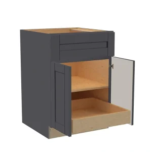 Home Decorators Collection Washington 27 in. W x 24 in. D x 34.5 in. H Assembled Plywood Base Kitchen Cabinet in Onyx with Soft Close Doors T726933029