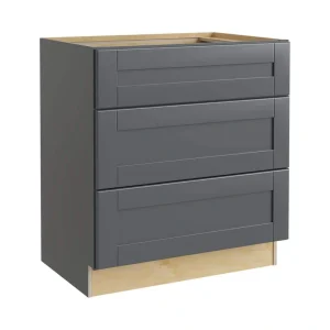 Home Decorators Collection Washington 30 in. W x 24 in. D x 34.5 in. H Assembled Plywood Base Kitchen Cabinet in Onyx with Soft Close Door