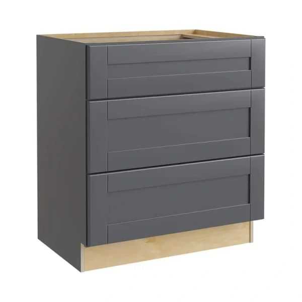 Home Decorators Collection Washington 30 in. W x 24 in. D x 34.5 in. H Assembled Plywood Base Kitchen Cabinet in Onyx with Soft Close Door