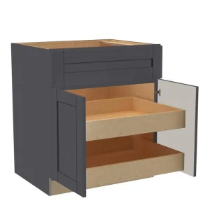 Home Decorators Collection Washington 30 in. W x 24 in. D x 34.5 in. H Assembled Plywood Base Kitchen Cabinet in Onyx with Soft Close Doors T726932980