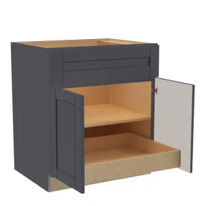 Home Decorators Collection Washington 30 in. W x 24 in. D x 34.5 in. H Assembled Plywood Base Kitchen Cabinet in Onyx with Soft Close Doors T726933016