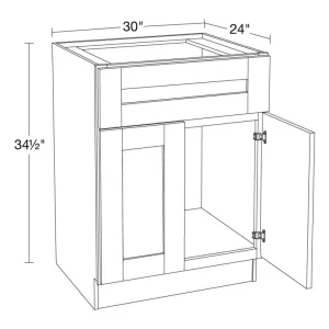 Home Decorators Collection Washington 30 in. W x 24 in. D x 34.5 in. H Assembled Plywood Sink Base Kitchen Cabinet in Oak with Soft Close Doors