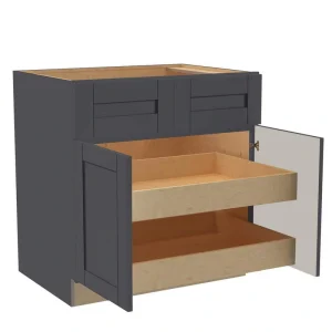 Home Decorators Collection Washington 33 in. W x 24 in. D x 34.5 in. H Assembled Plywood Base Kitchen Cabinet in Onyx with Soft Close Doors T726932995