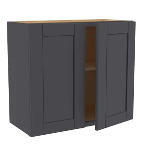 Home Decorators Collection Washington 36 in. W x 12 in. D x 24 in. H Assembled Plywood Wall Kitchen Cabinet in Valiant Onyx with Soft Close Doors