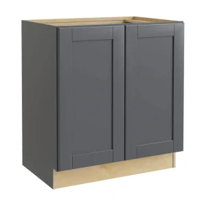 Home Decorators Collection Washington 36 in. W x 24 in. D x 34.5 in. H Assembled Plywood Base Kitchen Cabinet in Onyx with Soft Close Doors T726932333
