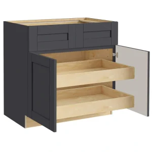 Home Decorators Collection Washington 36 in. W x 24 in. D x 34.5 in. H Assembled Plywood Base Kitchen Cabinet in Onyx with Soft Close Doors T726932991