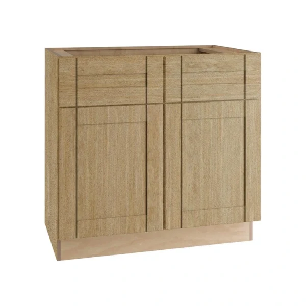 Home Decorators Collection Washington 36 in. W x 24 in. D x 34.5 in. H Assembled Plywood Sink Base Kitchen Cabinet in Oak with Soft Close Doors