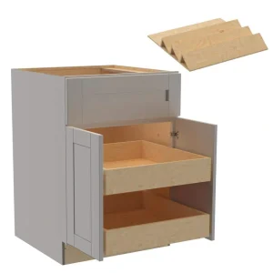 Home Decorators Collection Washington Veiled Gray Plywood Shaker Assembled Base Kitchen Cabinet 2ROT Spice24 W in. 24 D in. 34.5 in. H