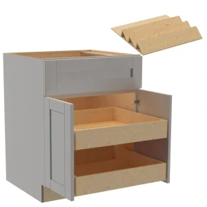 Home Decorators Collection Washington Veiled Gray Plywood Shaker Assembled Base Kitchen Cabinet 2ROT Spice27 W in. 24 D in. 34.5 in. H
