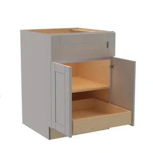 Home Decorators Collection Washington Veiled Gray Plywood Shaker Assembled Base Kitchen Cabinet FH 1 ROT Sft Cls 24 in W x 24 in D x 34.5 in H