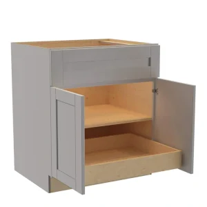 Home Decorators Collection Washington Veiled Gray Plywood Shaker Assembled Base Kitchen Cabinet FH 1 ROT Sft Cls 30 in W x 24 in D x 34.5 in H
