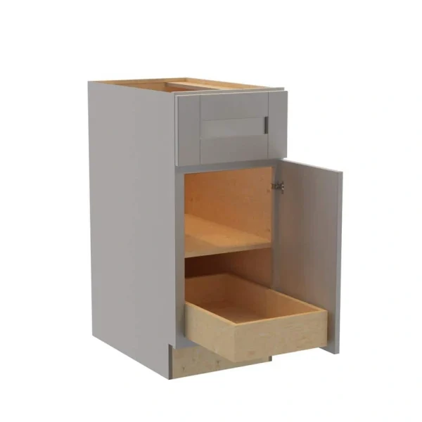 Home Decorators Collection Washington Veiled Gray Plywood Shaker Assembled Base Kitchen Cabinet FH 1 ROT Sft Cls R 15 in W x 24 in D x 34.5 in H