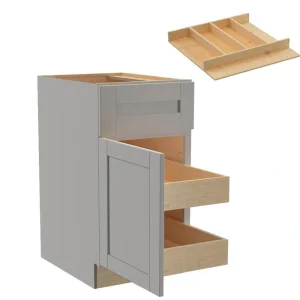 Home Decorators Collection Washington Veiled Gray Plywood Shaker Assembled Base Kitchen Cabinet Left 2ROT UT18 W in. 24 D in. 34.5 in. H
