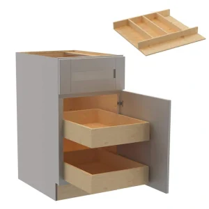 Home Decorators Collection Washington Veiled Gray Plywood Shaker Assembled Base Kitchen Cabinet Rt 2ROT UT18 W in. 24 D in. 34.5 in. H