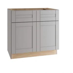 Home Decorators Collection Washington Veiled Gray Plywood Shaker Assembled Base Kitchen Cabinet Soft Close 36 in W x 24 in D x 34.5 in H