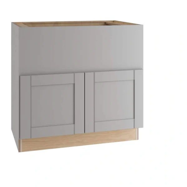 Home Decorators Collection Washington Veiled Gray Plywood Shaker Assembled Farm Sink Base Kitchen Cabinet Sft Cls 36 in. W x 24 in. D x 34.5 in. H