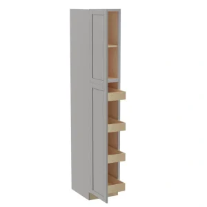 Home Decorators Collection Washington Veiled Gray Plywood Shaker Assembled Utility Pantry Kitchen Cabinet 4 ROT Sft Cls 18 in W x 24 in D x 96 in H
